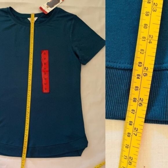 Danskin Tulip Hem Short Sleeved Tunic for Women Sz M in Deep Teal - Picture 7 of 11